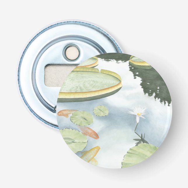 Koi Pond Reflection with Fish and Lilies Bottle Opener (Front)