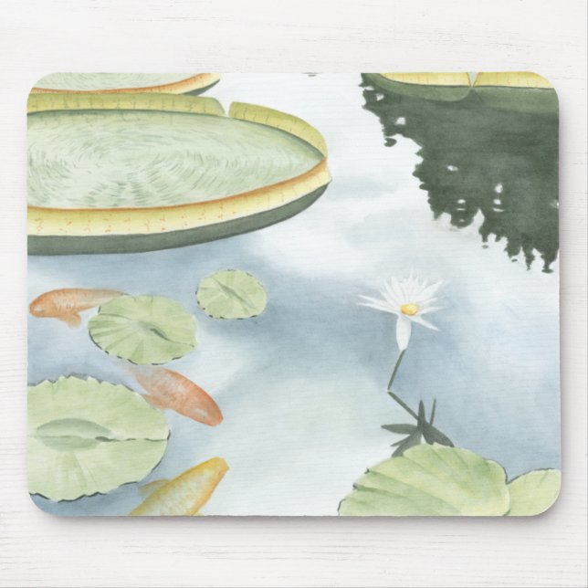 Koi Pond Reflection with Fish and Lilies Mouse Pad (Front)