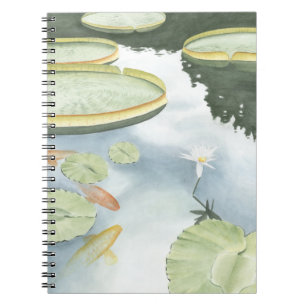 Koi Pond Reflection with Fish and Lilies Notebook