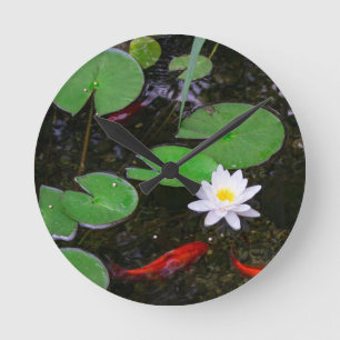 Koi Pond Round Clock