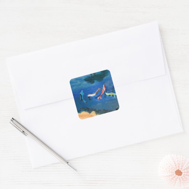 Koi Pond Square Sticker (Envelope)