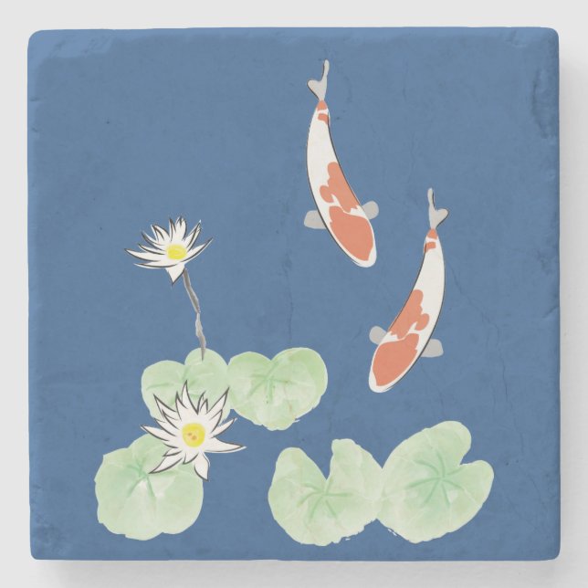 Koi Pond Stone Coaster (Front)