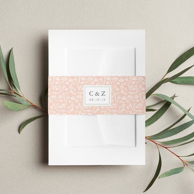 Koi Pond Wedding Monogram Invitation Belly Band (Creator Uploaded)
