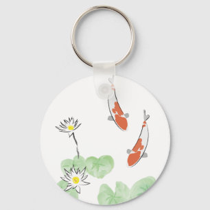 Koi Pond - White Background Keychain