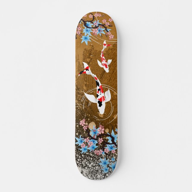 Koi Pond - wood - Japanese Design Skateboard (Front)