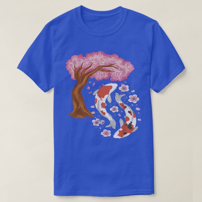 Koi Sakura Tree Japanese Koi Carp Cherry Blossom N T-Shirt (Design Front)