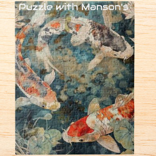 Koi Serenity Tranquil Koi Fish Pond personalised Jigsaw Puzzle
