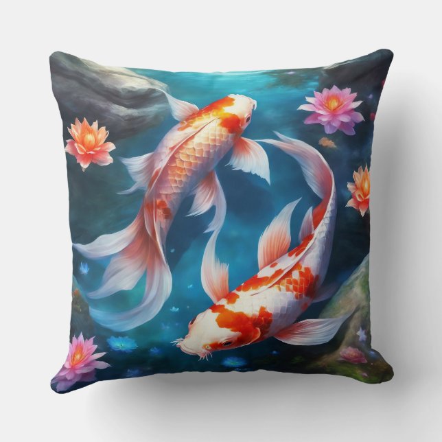 Koi Throw Pillow (Back)