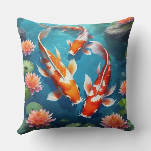 Koi Throw Pillow (Back)