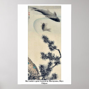 Koi under a pine branch by Maruyama, Okyo Ukiyoe Poster