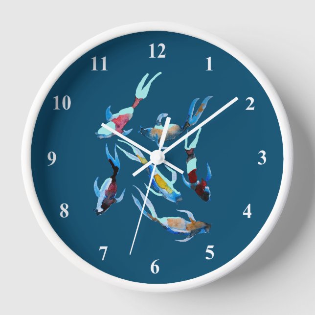 Koi watercolor fish art clock (Front)