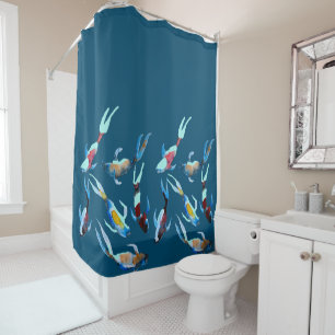 Koi watercolor fish art shower curtain