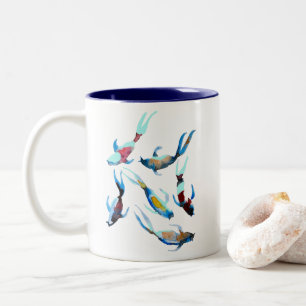 Koi watercolor fish art Two-Tone coffee mug