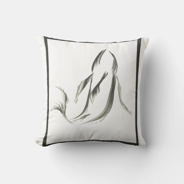 Koi zen brush stroke meditation watercolor cushion (Front)