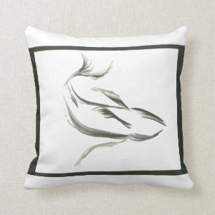 Koi zen brush stroke meditation watercolor cushion