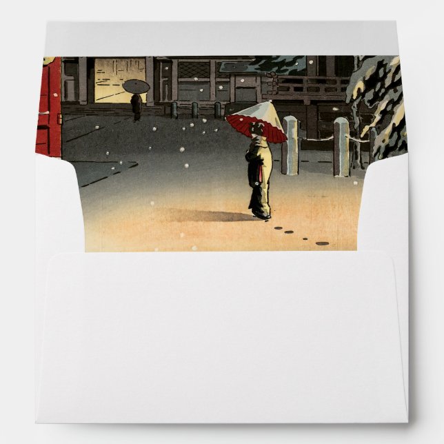 Koitsu - Snow at Nezu Shrine Envelope (Back (Bottom))