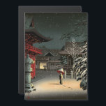 Koitsu - Snow at Nezu Shrine Magnetic Card<br><div class="desc">Snow at Nezu Shrine / Woman in Snow - Tsuchiya Koitsu,  Woodblock colour print,  1934</div>