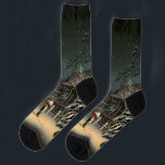 Koitsu - Snow at Nezu Shrine Socks<br><div class="desc">Snow at Nezu Shrine / Woman in Snow - Tsuchiya Koitsu,  Woodblock colour print,  1934</div>