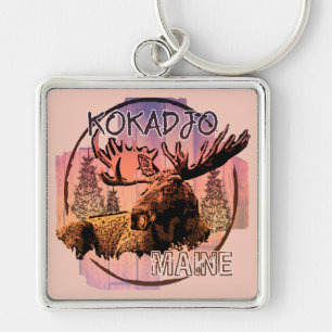 Kokadjo Maine rustic moose keychain