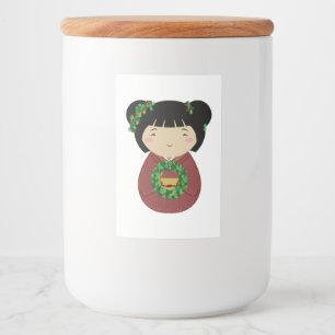 Kokeshi Christmas Wreath Food Label