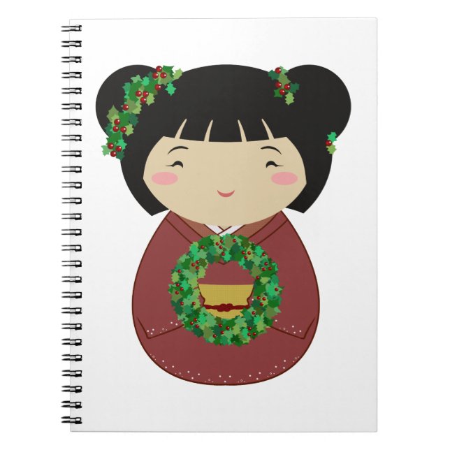 Kokeshi Christmas Wreath Notebook (Front)