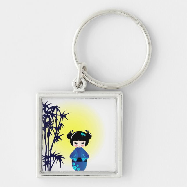 Kokeshi doll and bamboo key ring (Front)