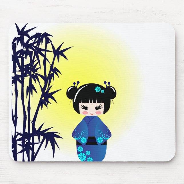 Kokeshi doll and bamboo mouse pad (Front)