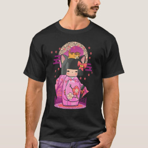 Kokeshi Doll Cat Japanese Aesthetic T-Shirt