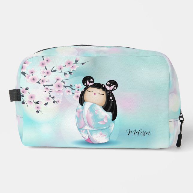 Kokeshi Doll Cherry Blossoms  Car Floor Mat Dopp Kit (Front)