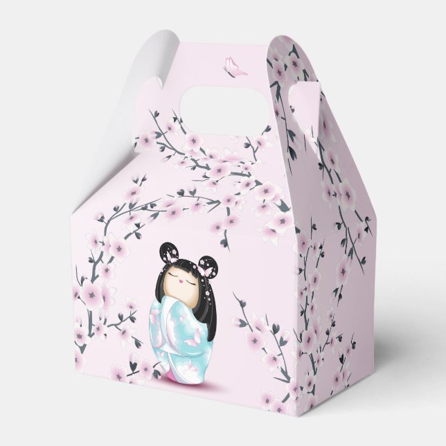 Kokeshi Doll Cherry Blossoms Favour Box (Front Side)