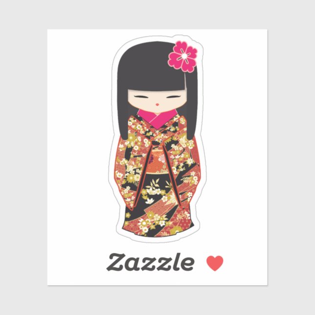 Kokeshi Doll Floral Kimono  (Sheet)