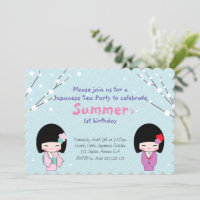 Kokeshi Doll Japanese Tea Party Invitation