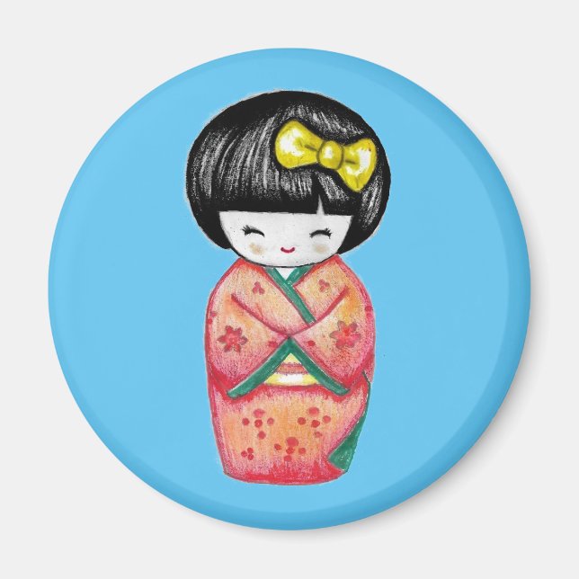 Kokeshi Doll - Kimono Geisha Girl  Magnet (Front)