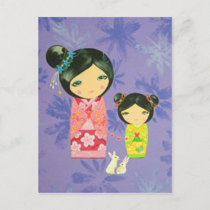 Kokeshi Doll - Love Binds Us Together Postcard