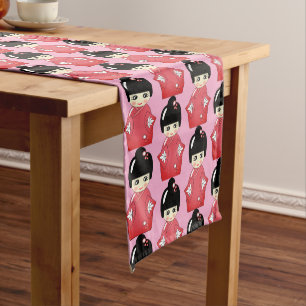 kokeshi doll pattern  medium table runner