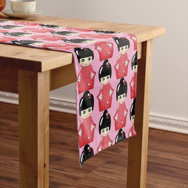 kokeshi doll pattern  medium table runner (In Situ)