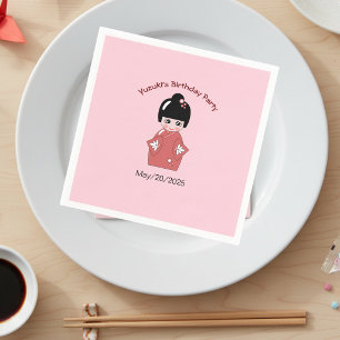 Kokeshi  Doll   - personalised birthday Napkin