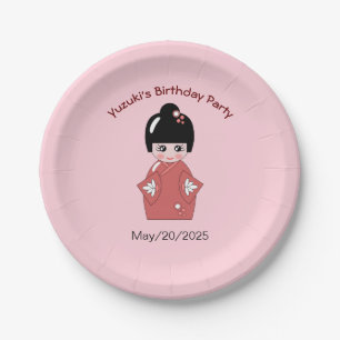 Kokeshi Doll - personalised birthday Paper Plate