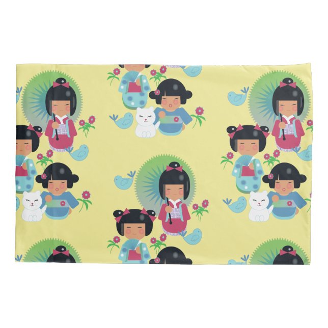 Kokeshi Doll Pillowcase for Girls (Back)