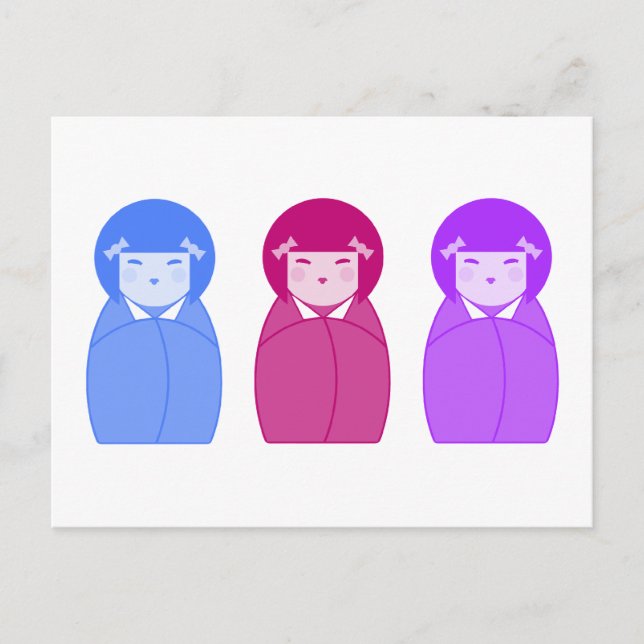 Kokeshi Doll Trio Postcard (Front)