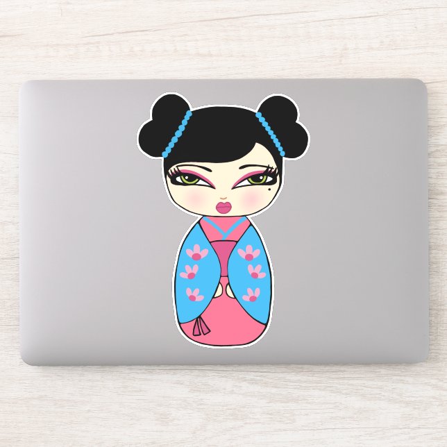 Kokeshi Doll Vinyl Sticker (Computer)