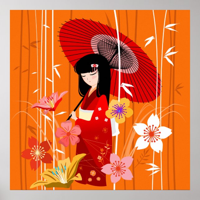 Kokeshi Doll Zen Garden Poster (Front)