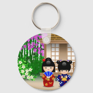 Kokeshi Dolls and Teahouse Key Ring