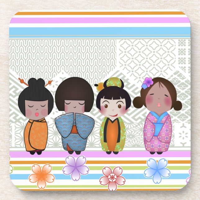 kokeshi dolls coaster (Front)