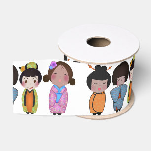 kokeshi dolls grosgrain ribbon