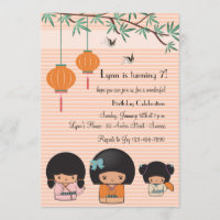 Kokeshi Dolls Invitation