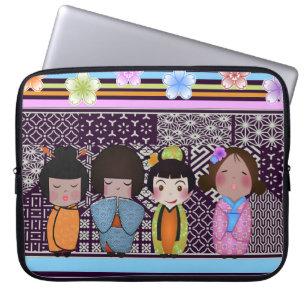 kokeshi dolls laptop sleeve