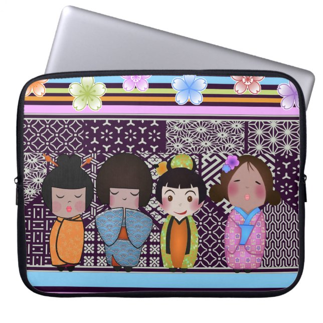 kokeshi dolls laptop sleeve (Front)