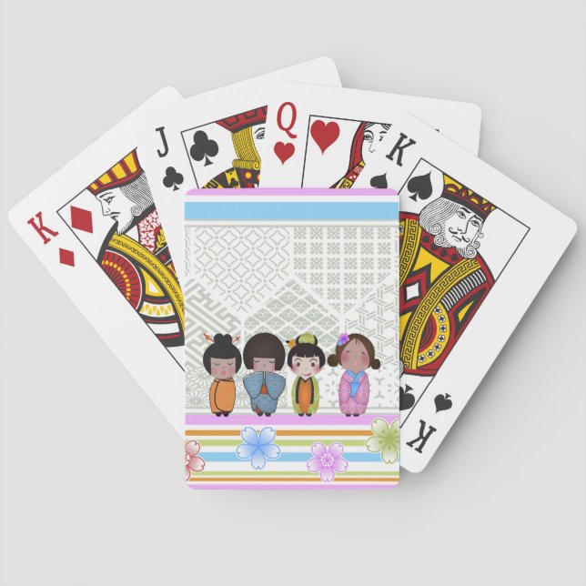kokeshi dolls playing cards (Back)