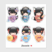 Kokeshi Dolls Set 2 - Japanese Kimono Geisha Girls